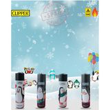 CLİPPER Penguen Desenli Taşlı Çakmak 4'lü Set - Çok Renkli