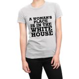 Clique Clothing A Womans Place is in The White House Tişört, Beyaz, S