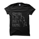 Clique Clothing Unicorn is My Party Hayvan Tişörtü (Siyah, M)