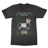 Cliquewear All I Want for Christmas is My Corgi Ugly Süveter Tişört, siyah, XL
