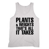 Cliquewear Plants & Weights is All it Takes Beyaz Erkek Atlet