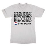 Cliquewear Speak English Elbise İtalyan Sürüşü Alman Öpücüğü Fransız İçeceği Rus Kal Hollandalı, Beyaz, XXL