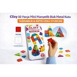 Clixy 32 Parça Mini Manyetik Blok Metal Kutu Taşınabilir Eğitici Zeka Oyuncağı