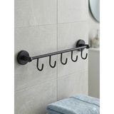 Clk Banyo Karaca Banyo/mutfak Pirinç Duvara Montajlı 5’li Bornoz ve Havlu Askısı Siyah - Paslanmaz