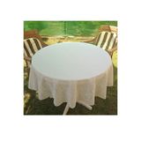 CLK Home Beyaz Dantel Motifli Muşamba Yuvarlak Masa Örtüsü -(150 Cm)