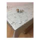 CLK Home Gümüş Metalik Silinebilir Pvc Kaymaz Muşamba Masa Örtüsü