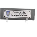 CLK İsme Özel Süblimasyon Baskı Gümüş Isimlik Şeffaf Camlı ve Ayaklı