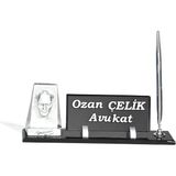 CLK Kabartma Kristal Atatürk Biblolulu Avukatlar Için Özel Gümüş Organizer Masa Isimlik