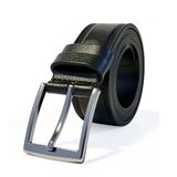 Clk Siyah Hakiki Deri Dikiş Desenli Erkek Kemer, 4 mm Kalınlık, 4 cm Genişlik, Kot kemeri, Siyah Dayanıklı Metal Toka (135 cm)