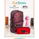 CLK Sports Faber Castell Sırt Çantası , Lisanslı Kalem Çantası - Lisanslı Suluk Matara Hediye - Kahve Rengi
