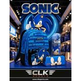 CLK Sports Sonic Lisanslı Çekçekli Okul Çantası , 2 Bölmeli Kalemlik - Çelik Suluk Matara Hediye