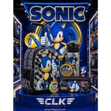 CLK Sports Sonic Lisanslı Çekçekli Okul Çantası , 2 Bölmeli Kalemlik - Suluk Matara Hediye