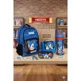 CLK Sports Sonic Lisanslı Okul Çantası , Beslenme Çantası , Kalem Çantası - Çelik Matara 500 ml Hediyeli - set