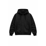 ÇLM STORE Erkek Slim Fit Örgü 3 İplik Fermuarlı Polar Hırka Siyah