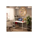 CLM108 BEYAZ METAL KİTAPLIKLI ÇALIŞMA MASASI