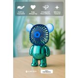 CLNK Ayıcık 2 Si 1 Arada Mini Fan Vantilatör Masaüstü El Fanı Turbo Üfleme Şarjlı Vantilatör