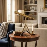 Clodius Gold Vintage Teleskop Dekoratif Obje – Tripodlu Masa Üstü Figür 46 cm Ev Ofis Dekor Hediye