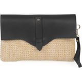 Cloe Mıknatıs Kapaklı Hasır Clutch Çanta - Siyah