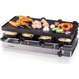 Cloer 6454 Raclette Izgara, 8 Tavalı, Yapışmaz Kaplama 1200 W - Siyah