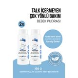 clooe 2'li Avantajlı Paket Bebek Pudrası 150 g - Talk İçermez - Organik - Aloe Vera & Mısır Nişastalı - Hassas Ciltler İçin