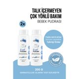 Clooe 2'li Avantajlı Set Bebek Pudrası 200 g - Talk İçermez - Organik - Aloe Vera & Mısır Nişastalı - Hassas Ciltler İçin
