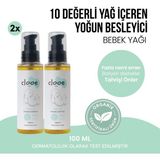 Clooe 2'li Organik Bebek Yağı 100 ml - 10 Bitkisel Yağ İçerikli - Vegan - Şeffaf