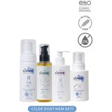 Clooe Hassas Bebek Cilt Bakım Seti - Nemlendirici Günlük Bakım Rutini - Bebek Yağı 100 ml - Bebek Losyonu 250 ml - El Temizleme Köpüğü 300 ml - Yüz Temizleme Köpüğü 150 ml