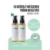 clooe Organik Bebek Yağı Nemlendirici Vegan Organik Sertifikalı Badem Özlü Konak Karşıtı 100ml 2'li Set