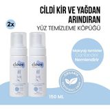 Clooe Organik Sertifikalı Sivilce Karşıtı Gözenek Arındırıcı Yağ Dengeleyici Kuruluk Yapmayan Makyaj Temizleyici 2'li 150 ml Avantajlı Yüz Yıkama Köpüğü Seti Hassas Ciltlere