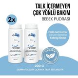 Clooe Organik Sertifikalı Talk İçermeyen Ter ve Nem Emici Prebiyotik Etkili 2'li Bitkisel Bebek Pudrası Seti