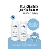 clooe Talk İçermeyen Vegan Bebek Pudrası Organik Sertifikalı Aloe Vera ve Mısır Nişastalı 150g 2'li Set