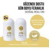 Clooe Vegan Sertifikalı Alüminyum İçermeyen Leke Bırakmayan Hızlı Emilen Ter Kokusu Önleyici Çay Ağacı Yağlı Unisex 2'li Roll-On Deodorant Seti - 50 ml