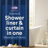 CLOROX 2'si 1 arada Banyo Duş Perdesi Astarı, Dayanıklı Kumaş, Banyo Suyu Kontrolü için Ağırlıklı Mıknatıslar, Yıkanabilir Üstün Kalite, Modern - 182,88 cm x 183,88 cm Mavi