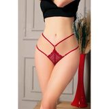 Closet Dantelli 2 İpli Bordo Tanga String