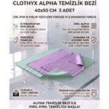 Clothyx Mikrofiber Alpha Temizlik Bezi 40*50 cm 3 Adet - Açık mor-Açık mor-Haki yeşil