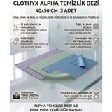 Clothyx Mikrofiber Alpha Temizlik Bezi 40*50 cm 3 Adet - Mavi-Haki yeşil-Açık mor