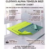 Clothyx Mikrofiber Alpha Temizlik Bezi 40*50 cm 3 Adet - Yeşil-Yeşil-Haki yeşil