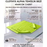 Clothyx Mikrofiber Alpha Temizlik Bezi 40*50 cm 3 Adet - Yeşil-Yeşil-Yeşil