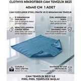 Clothyx Mikrofiber Cam Temizlik Bezi 40*40 cm 1 Adet - 40 x 40 cm - Mavi