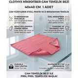 Clothyx Mikrofiber Cam Temizlik Bezi 40*40 cm 1 Adet - 40 x 40 cm - Pembe