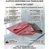 Clothyx Mikrofiber Cam Temizlik Bezi 40*40 cm 3 Adet - Pembe-Pembe-Gri
