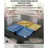 Clothyx Mikrofiber Kalın Temizlik Bezi 40*40 cm 3 Adet - Sarı - Sarı - Mavi