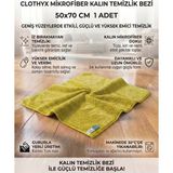 Clothyx Mikrofiber Kalın Temizlik Bezi 50*70 cm 1 Adet - 50 x 70 cm - Sarı