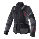 Clover Outland-3 Lady WP Korumalı Kadın Motosiklet Montu Siyah Kırmızı