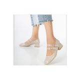CLOVER SHOES 199K. Kadın Mary Jane Arkası Kapalı Çift Bant Kare Burunlu Baretli Kısa Blok Topuklu Ayakkabı