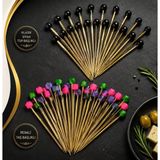 Clovers Bambu Boncuklu Sunum Kürdan 12 cm - 20 Adet