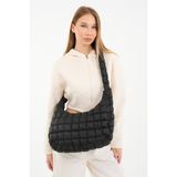 Cluody Bag Black Baget Kapitone / Siyah Quilted Crossbody El ve Omuz Çantası Boy:27 En:41 Sap:99) - 0 - Siyah