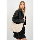 Cluody Bag Cream Baget Kapitone / Krem Quilted Crossbody El ve Omuz Çantası Boy:27 En:41 Sap:99) - 12M-Krem