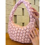 Cluody Bag Pink Baget Kapitone / Quilted Bulut El ve Omuz Çantası Boy:25 En:35 Sap:60 cm - Pembe