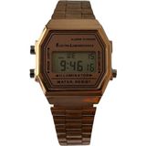 Clup Polo Retro Model Alarm/kronometre Dijital Pembe Renk Kadın Kararmaz Paslanmaz Metal Kol Saati
